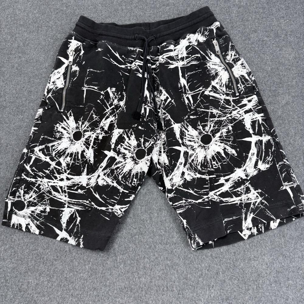 Antony Morato Men Shorts Graphic Zip Pockets Black White Large